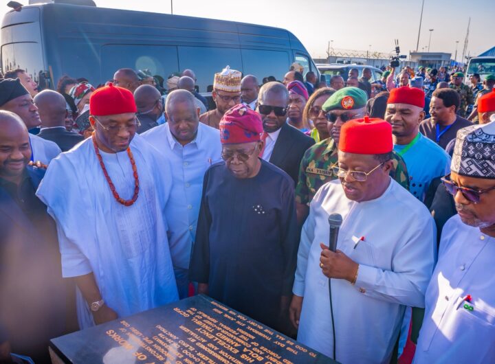 President Tinubu commissioning Lekki Deep Sea Port Access Road at the Dangote Refinery and Petrochemical Plant on Thursday in Lagos,