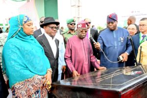 Tinubu mourns Benue victims commissions Abuja water 1 President Bola Ahmed Tinubu; FCT Minister, Nyesom Wike; Minister of State FCT, Mariya Mahmoud and APC National Chairman, Abdullahi Ganduje during the official commissioning of greater Abuja water supply network loops 1,2,5,and 6 of FCC Abuja on Monday 16th of June, 2025. Photo State House.