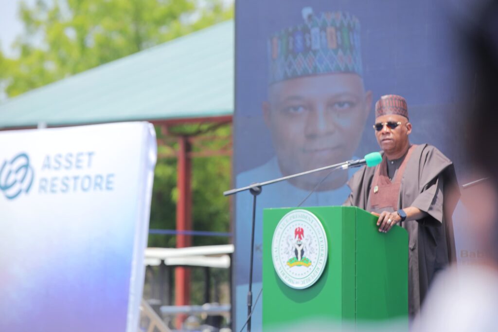 VP Shettima commissions Borno’s 375 tractors refurbished by NASENI 2 VP Kashim Shettima, giving his address on Sunday during the commissioning ceremony held on Sunday at the Borno State Agricultural Mechanisation Authority (BOSAMA) headquarters, Maiduguri.