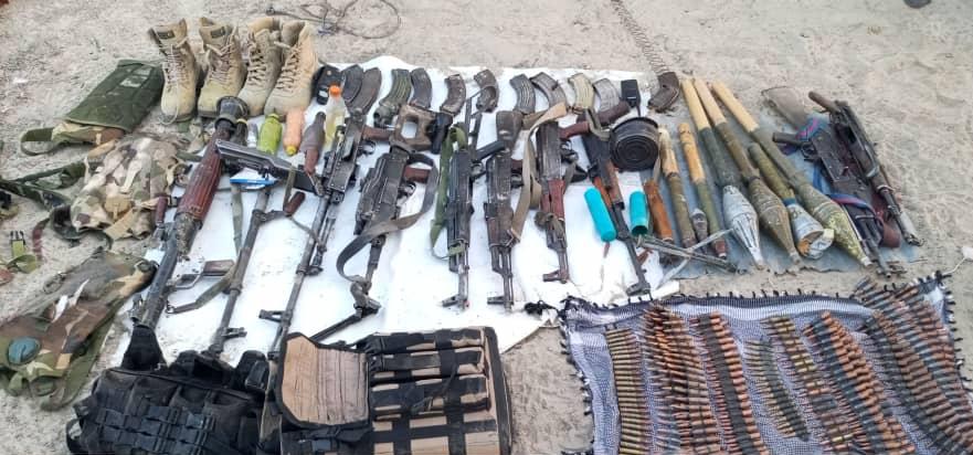 assorted arms and ammunition recovered, in a foiled attack on troops in Mallam Fatori, Abadam LGA of Borno State