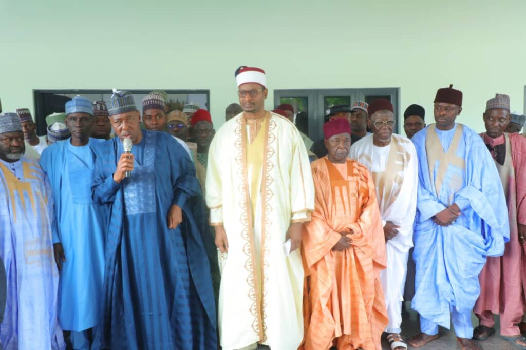 Borno State Governor, addressing members of a delegation led by the Shehu of Bama, Dr. Umar Ibn Kyari El-Kanemi during a courtesy visit at the Government House, Maiduguri