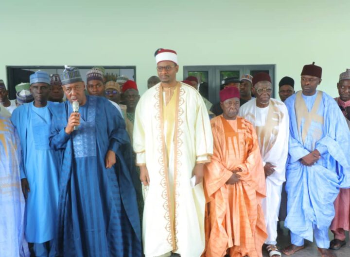 Borno State Governor, addressing members of a delegation led by the Shehu of Bama, Dr. Umar Ibn Kyari El-Kanemi during a courtesy visit at the Government House, Maiduguri