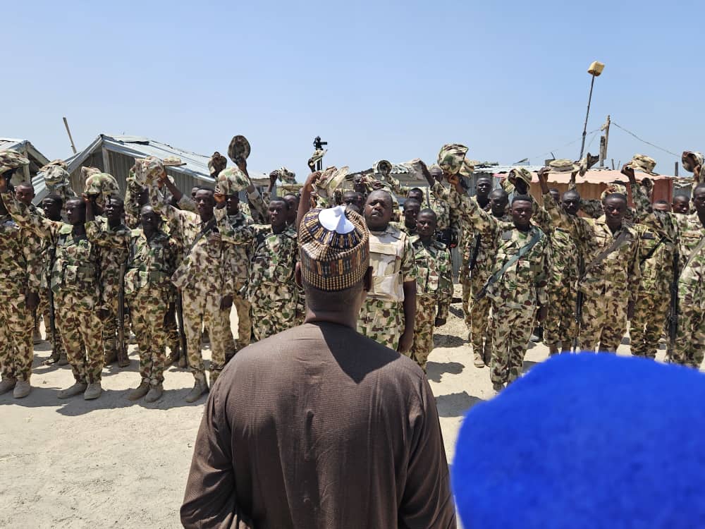 In Malam-Fatori, Governor Zulum meets soldiers, returnees 2 Borno State Governor, Babagana Zulum interfacing with military troops of 68 battalion headquarters in Malam-Fatori