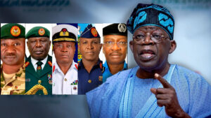 president Bola Tinubu and service chiefs