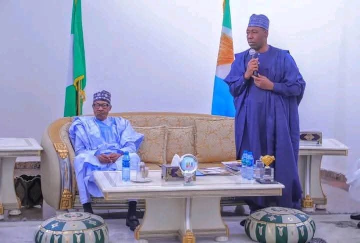 Late President Muhammadu Buhari and Borno State Governor, Babagana Zulum