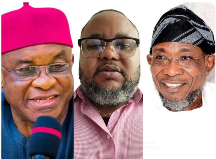 ADC Interim National Chairman, David Mark, Chief Bright Igodo Ogaji, and ADC National Secretary, Rauf Aregbesola