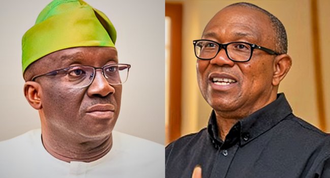 Edo State Governor, Monday Okpebholo and 2023 LP Presidential candidate, Peter Obi