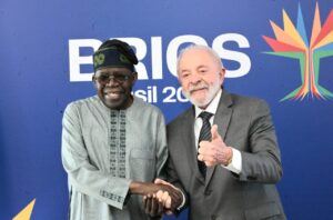 Nigerian President Bola Tinubu and Brazilian President Luiz Inacio Lula Da Silva, during a bilateral meeting held at the Copacabana Forte