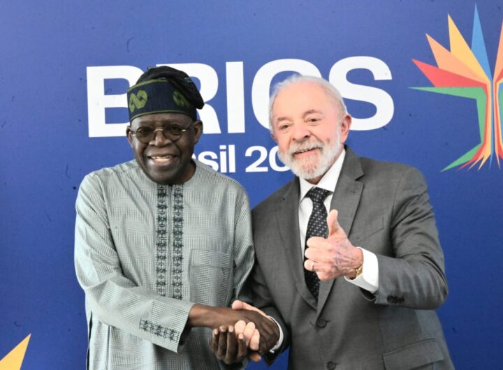 Nigerian President Bola Tinubu and Brazilian President Luiz Inacio Lula Da Silva, during a bilateral meeting held at the Copacabana Forte