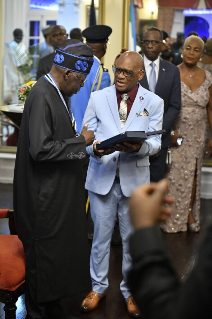 Saint Lucia bestows highest national honour on President Tinubu (+Photos) 2 The formal investiture was performed by the Governor-General of Saint Lucia, Errol Charles, on Monday night at the official reception for President Tinubu at the Government House, Morne Fortune, Saint Lucia.