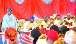 President Bola Tinubu addressing progressive governors during the APC NEC meeting in Abuja