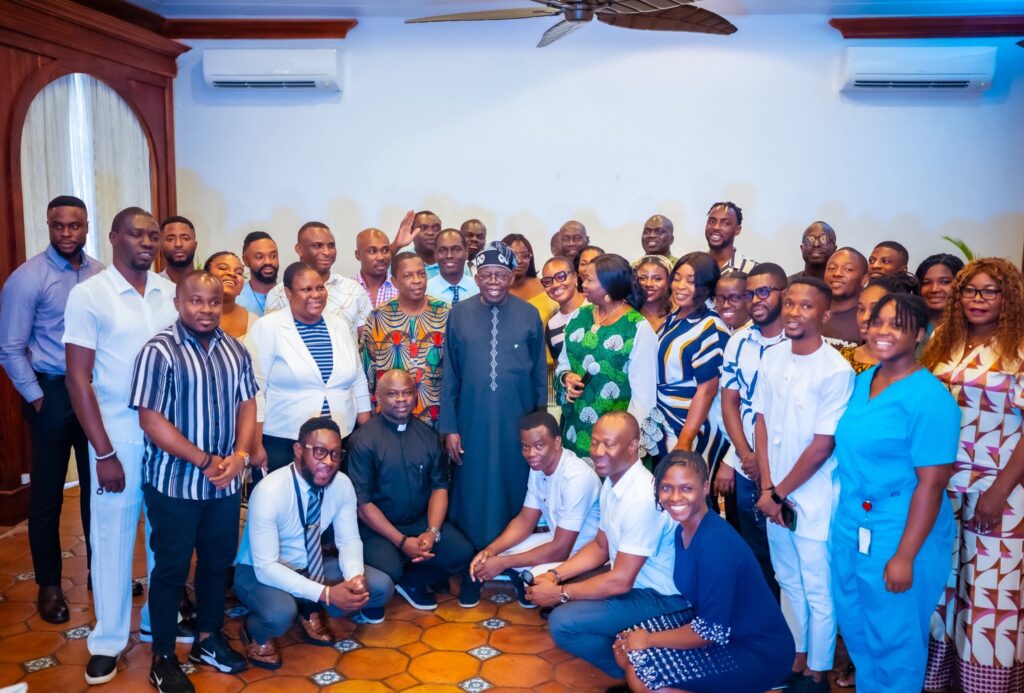 President Bola Tinubu.im a group photograph with Nigerian students in Saint Lucia