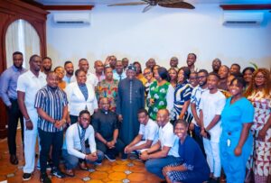President Bola Tinubu.im a group photograph with Nigerian students in Saint Lucia