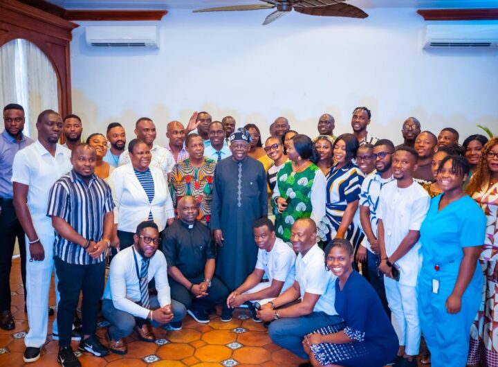 President Bola Tinubu.im a group photograph with Nigerian students in Saint Lucia