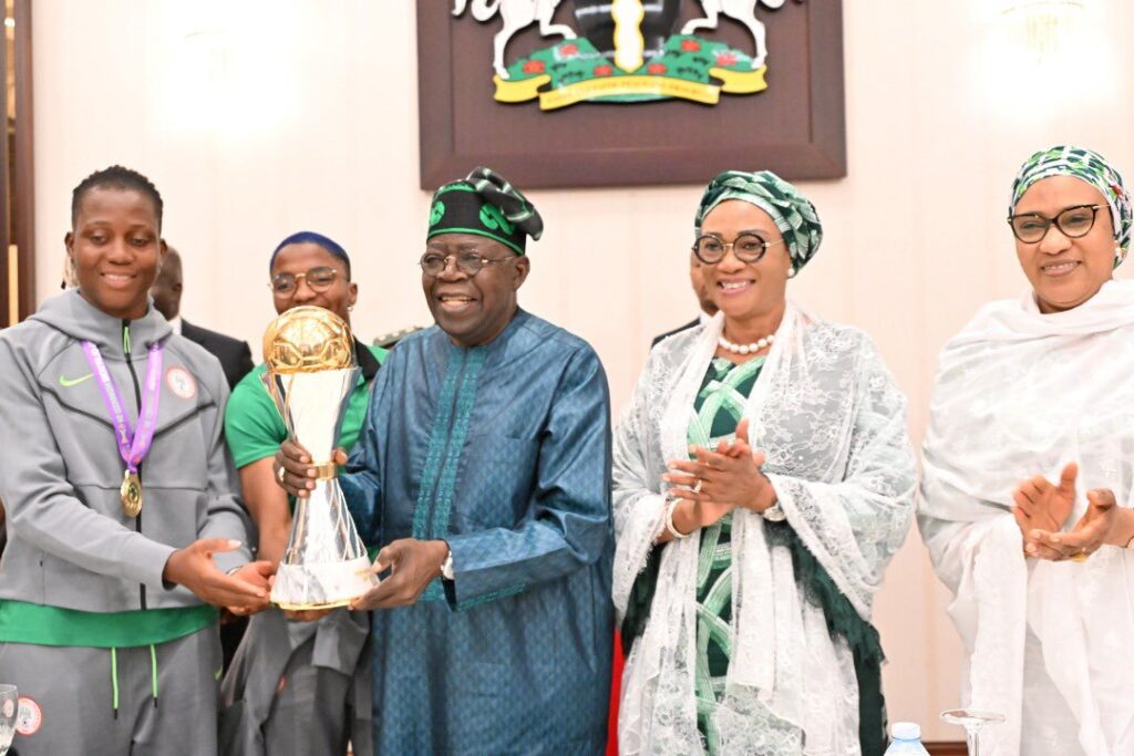 Tinubu, Nigerian First Lady at grand reception for Super Falcons in Abuja