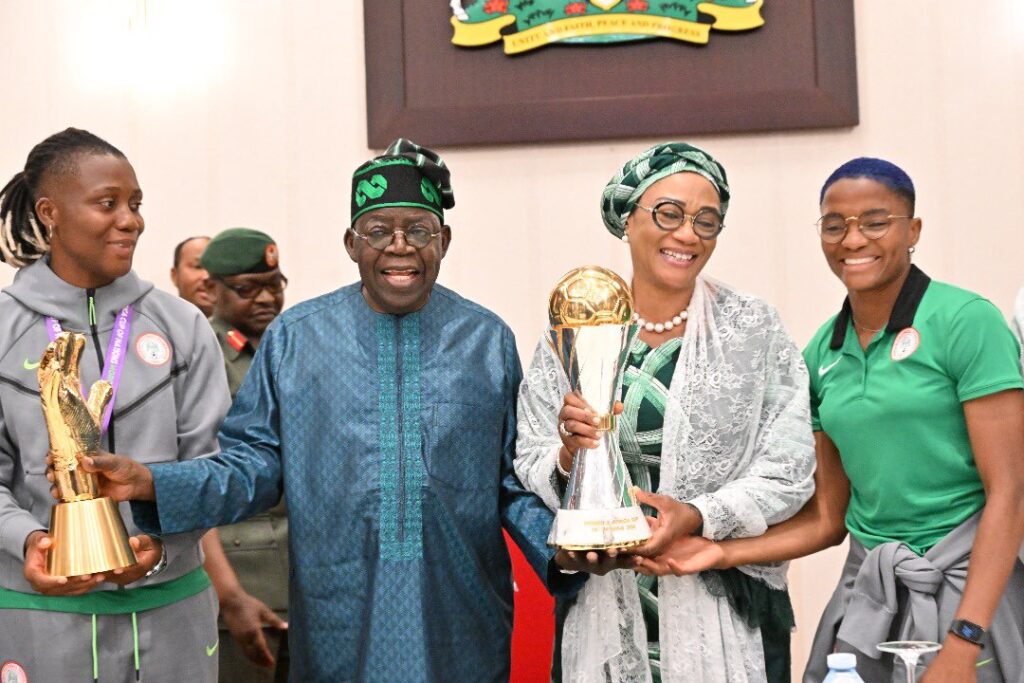 Tinubu, Nigerian First Lady at grand reception for Super Falcons in Abuja
