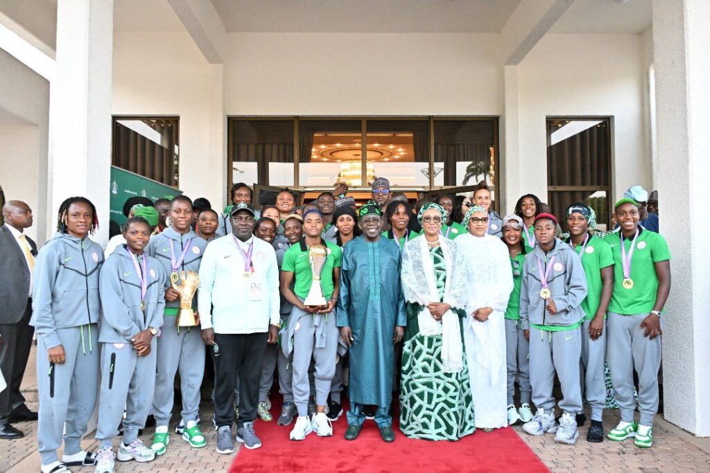 Tinubu, Nigerian First Lady at grand reception for Super Falcons in Abuja
