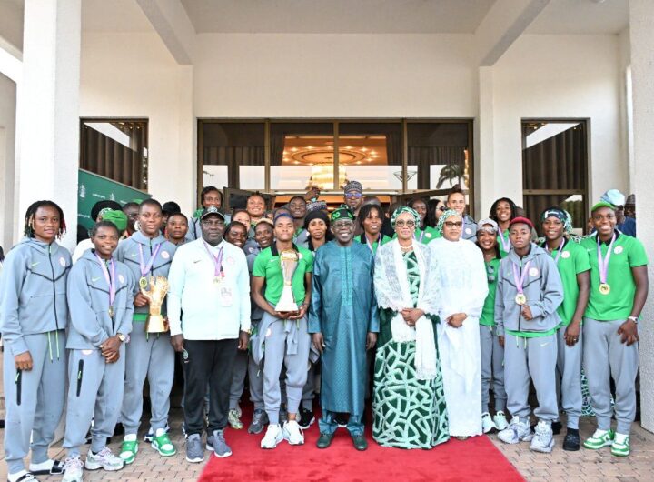 Tinubu, Nigerian First Lady at grand reception for Super Falcons in Abuja