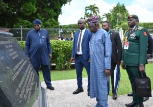 President Tinubu paid his respects at Sir Arthur Lewis's gravesite in the school compound.