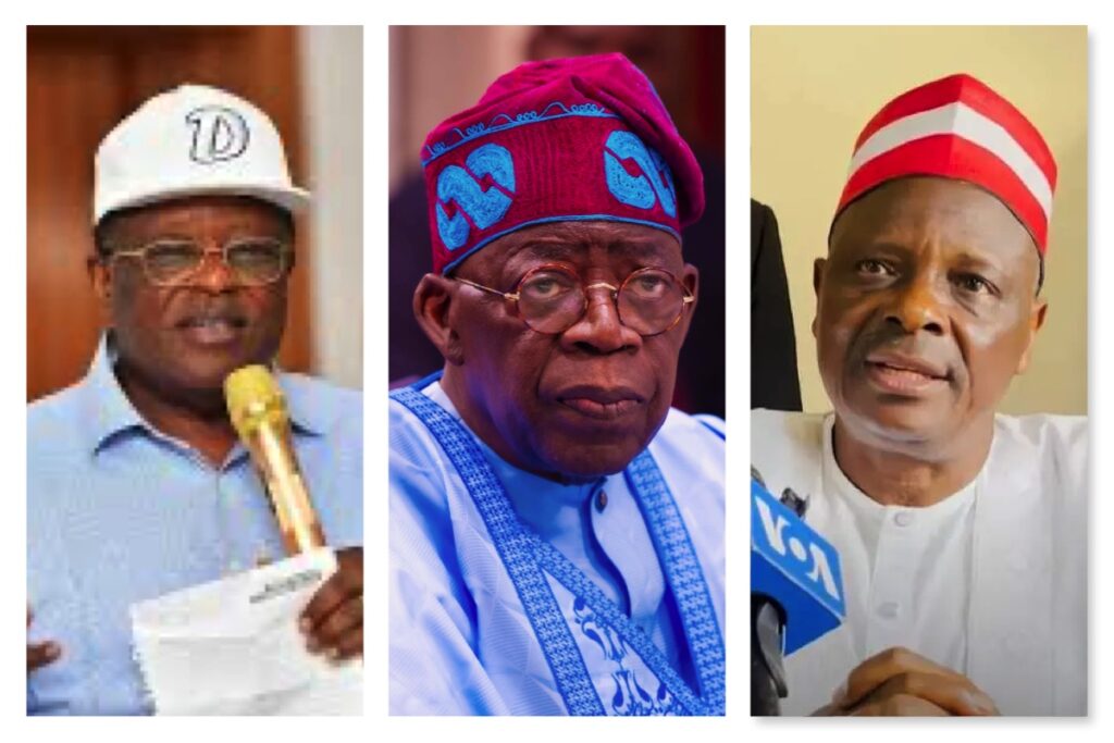 Minister of Works, David Umahi, President Bola Tinubu and former Kano Governor, Rabiu Kwankwaso