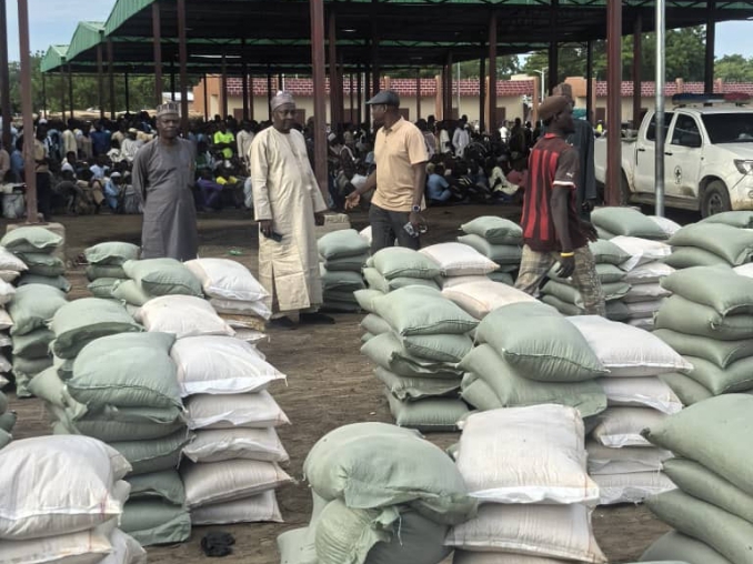 Bags of grains distributed to the beneficiaries