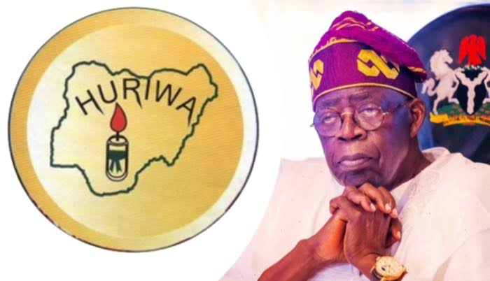 Official logo of HURIWA logo and President Bola Tinubu