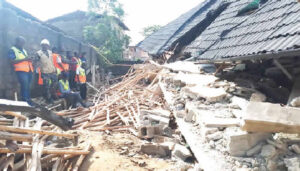 Scene of the building collapse