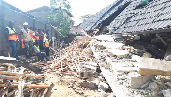 Scene of the building collapse