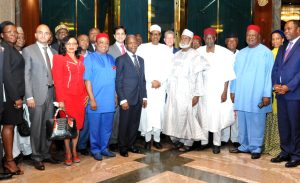 PIC.16. PRESIDENT BUHARI MEETS BOARD MEMBERS OF CENTINARY CITY IN ABUJA