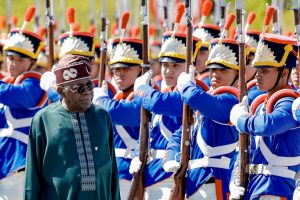 Official reception for President Tinubu at the Planalto Palace in Brasília, Monday, August 25, 2025. Brazil’s President Luiz Inácio Lula da Silva welcomed President Bola Tinubu with full military honours