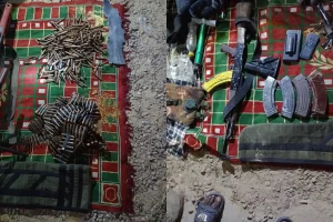 Arms and ammunition recovered from neutralized Boko Haram terrorists in Damasak, Borno State