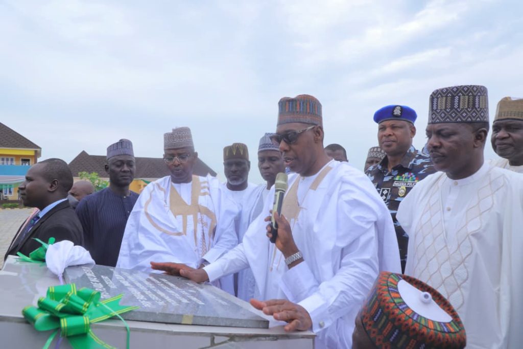 Zulum opens 48-classroom school, approves meal, stipend to spike enrollment 2 Borno State Governor, Babagana Zulum commissioning the Higher Islamic College, Gajiganna
