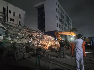 UPDATED: 2 dead, many trapped as 3-storey building collapses in Yaba