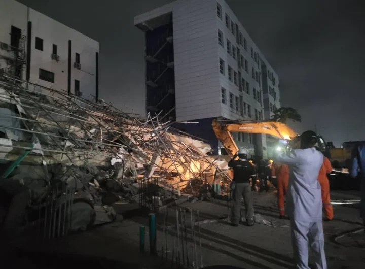 UPDATED: 2 dead, many trapped as 3-storey building collapses in Yaba