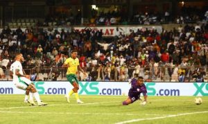 Super Eagles’ captain William Troost-Ekong scores an own goal during a 2026 World Cup qualifier against South Africa at the Toyota Stadium in Bloemfontein on Tuesday.