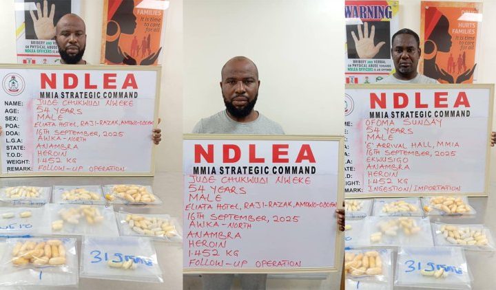 Drug suspects arrested by NDLEA at Lagos airport