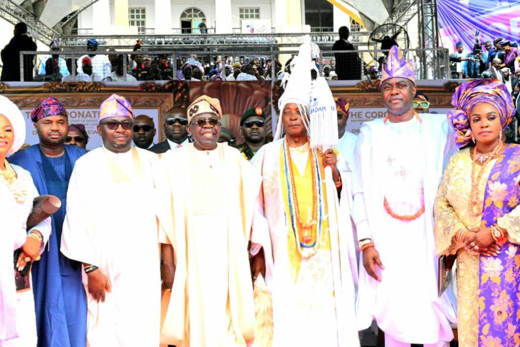 President Tinubu at the coronation of Oba Rashidi Ladoja as the 44th Olubadan of Ibadanland. PHOTO Credit: State House