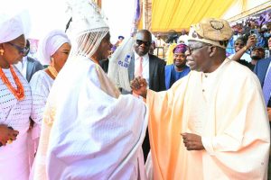 President Tinubu at the coronation of Oba Rashidi Ladoja as the 44th Olubadan of Ibadanland. PHOTO Credit: State House