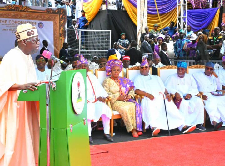 President Tinubu at the coronation of Oba Rashidi Ladoja as the 44th Olubadan of Ibadanland. PHOTO Credit: State House