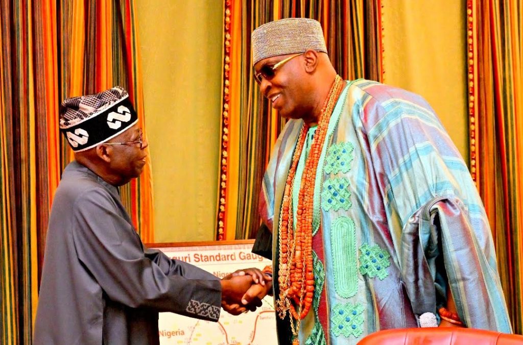 President Bola Tinubu and His Imperial Majesty, Oba Ghandi Afolabi Oladunni Olaoye, Orumogege III, the Soun of Ogbomosoland