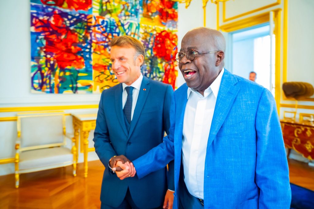 President Bola Tinubu and French President, Emmanuel Macro during a state visit in Paris