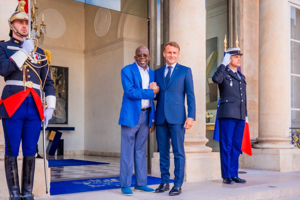 PHOTO News: Tinubu meets French President Emmanuel Macron, during working private lunch at Paris 4 President Bola Tinubu and French President, Emmanuel Macro during a state visit in Paris