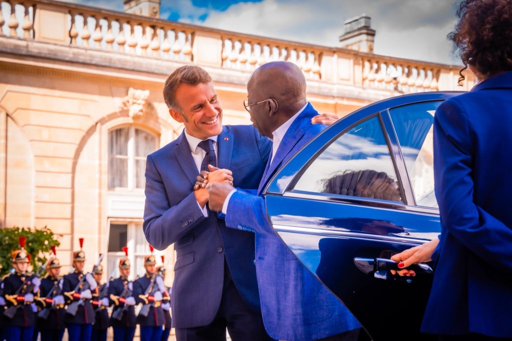 PHOTO News: Tinubu meets French President Emmanuel Macron, during working private lunch at Paris 2 Tinubu meets French President Macron in Paris 3