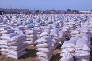 bags of grains distributed to the beneficiaries