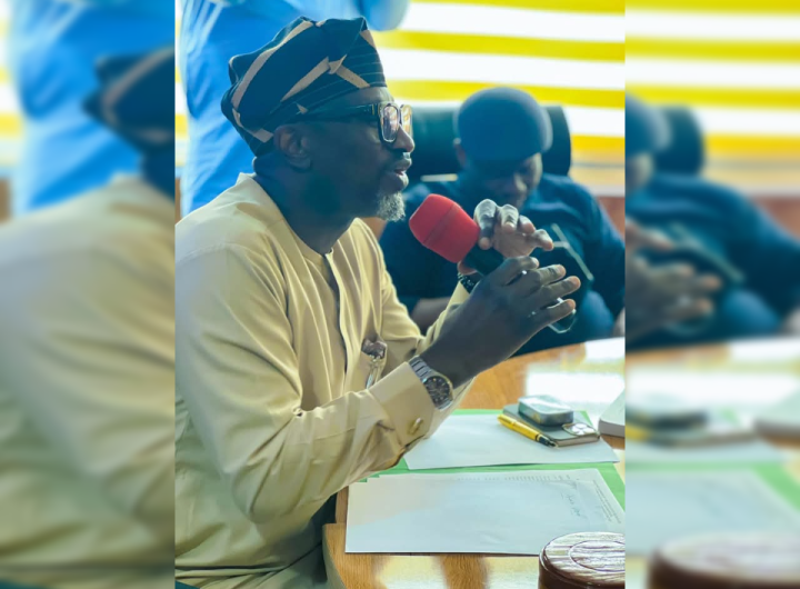 Chairman, House of Representatives Committee on Health, Amos Gwamna, during an interaction session with officials of the Akwa Ibom State ministry of health in Uyo .
