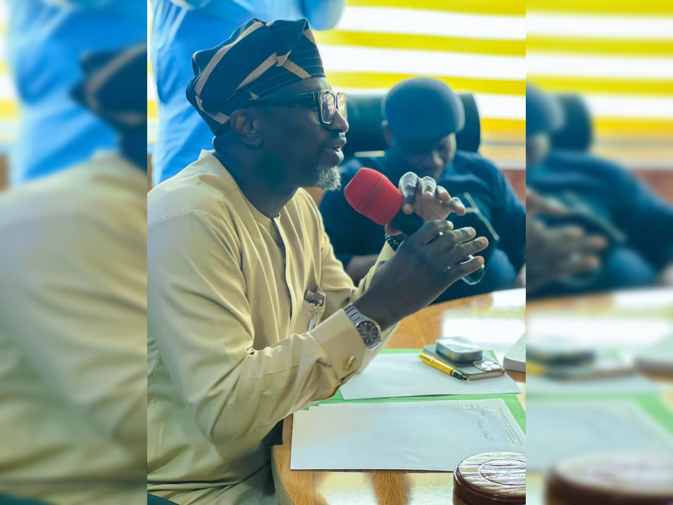Chairman, House of Representatives Committee on Health, Amos Gwamna, during an interaction session with officials of the Akwa Ibom State ministry of health in Uyo .