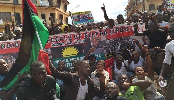 #FreeNnamdiKanuNow protesters in South East Nigeria