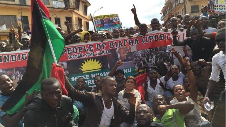 #FreeNnamdiKanuNow protesters in South East Nigeria