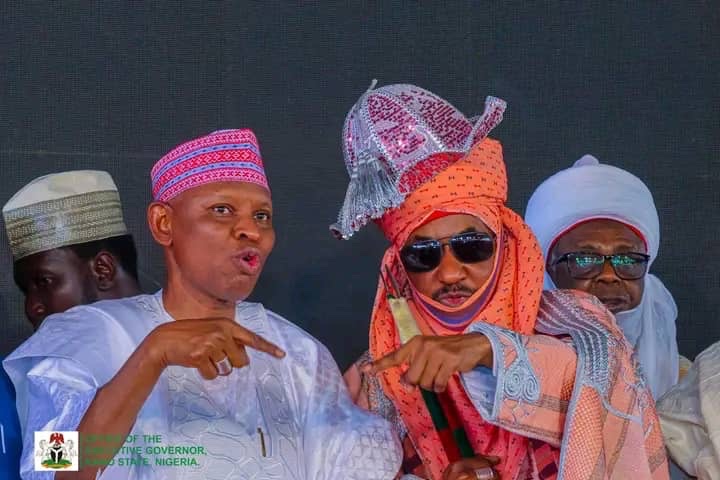 Governor Abba Yusuf and Emir of Kano and Chairman of the State Council of Emirates, Dr. Muhammadu Sanusi II,
