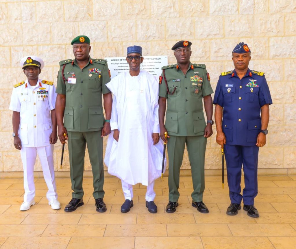 NSA Ribadu meets new service chiefs in Abuja (+Photos) 5 NSA Ribadu in a meeting with the newly appointed service chiefs